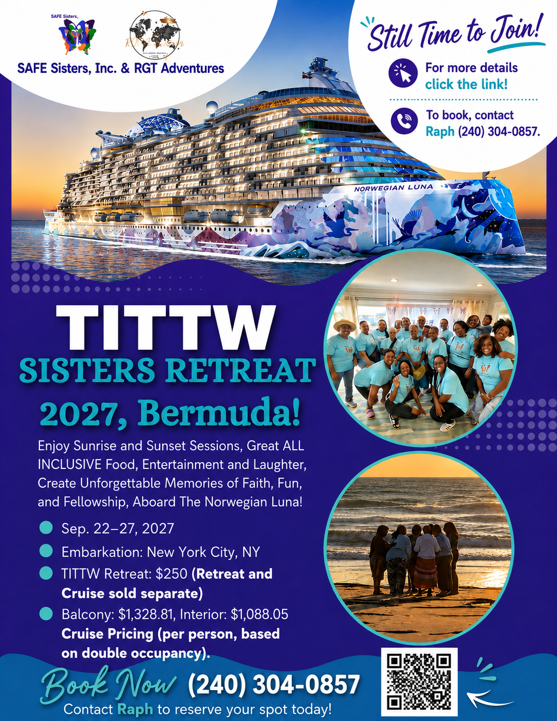 TITTW Sisters Retreat — Bermuda cruise September 22–27, 2027